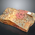 Wooden Stone Slab With Natural Speckled Pink Brown Gray Colors And Label 12