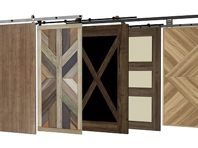 Modern Rustic Wooden Barn Doors With X Pattern Paneled Designs And Wood Grain 3d model