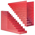 Red Staircase Design With Modern Geometric Perforated Structure And Architectural Elements 3d model
