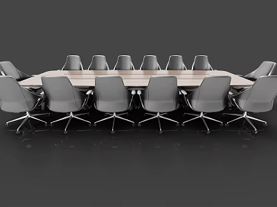 Modern Conference Table With Multiple Gray Chairs For Office Meeting Setup 3d model