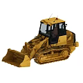 Yellow Crawler Functional Vehicle With Front Bucket And Operator Cabin 3d model