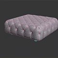 Gray Fabric Ottoman With Modern Tufted Button Design And Square Shape