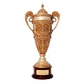 Golden Carved Ornamental Decorative Set With Twin Handles Floral Patterns Wooden Base And Plaque