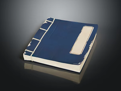 Stylish Blue Furniture Storage Box With White Label On Black Smooth Surface Design 3d model