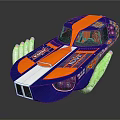 Blue And Orange Race Car With Winston Logo And Streamlined Body Design