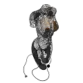 Humanoid Shaped Abstract Floor Lamp with Metal Mesh Design and Warm Light Glow
