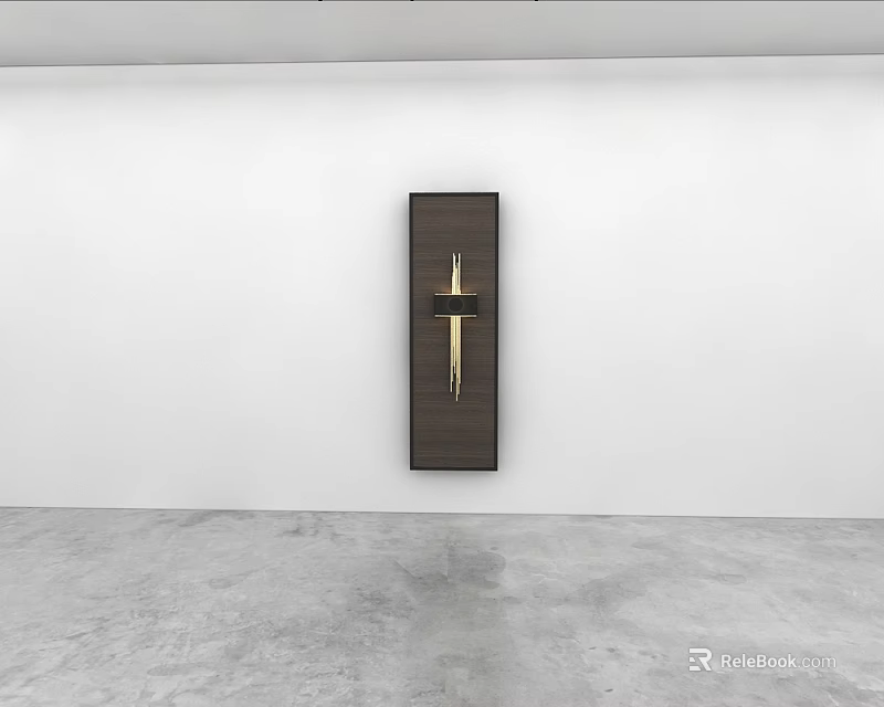 Modern Brown Wall Light With Gold Accents On White Wall And Gray Floor 3d model 