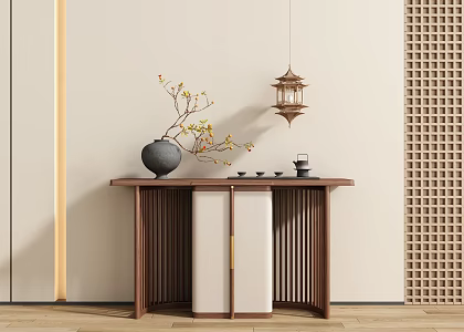 New Chinese Style Entrance End View Desk End View Desk End View Entrance Cabinet Case 3d model