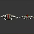 Man in white green orange armor with red feather helmet on gray background design