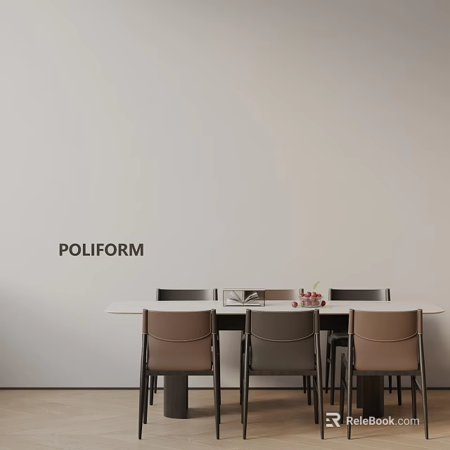 Modern POLIFORM Dining Table Set With White Table And Stylish Matching Chairs 3d model