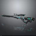 Futuristic Sci Fi Weapon Design With Sleek Metallic Body And Blue Neon Accents