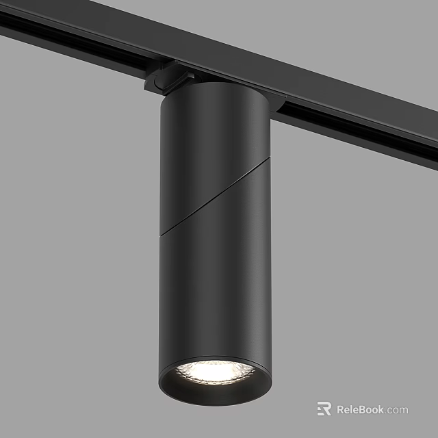 Modern Black Track Mounted Downlight Spotlight Lighting Fixture With Bright Glow 3d model 