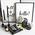 Modern Decorative Accessories Set With Framed Typography Art Vase Candle Diffuser And Books