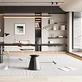 Modern Study Room Interior With Wooden Desk Chairs Bookshelves And Pendant Lights