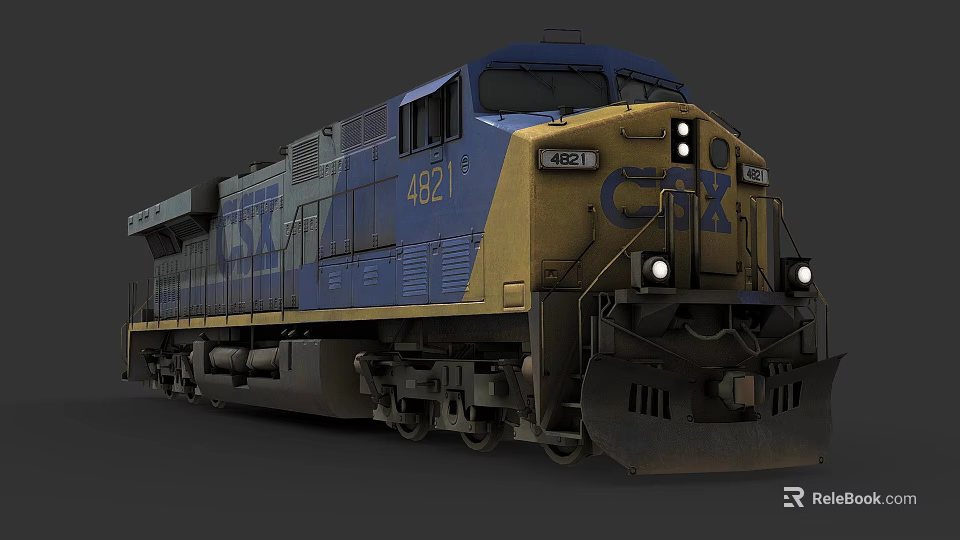 Blue and Yellow Functional Freight Locomotive Model 4821 Front View Design 3d model 