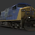 Blue and Yellow Functional Freight Locomotive Model 4821 Front View Design 3d model