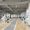 Modern Fitness Gym With Spacious Workout Area Treadmills And Fitness Equipment