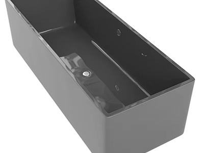Sleek Gray Bathroom Bathtub With Smooth Surface Drainage And Mounting Holes 3d model