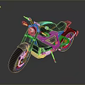 Modern Motorcycle With Silver Body Red Rims And Black Seat On Reflective Surface