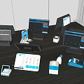 Cash register cash register ordering machine two-dimensional code scanner 3d model