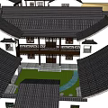 Traditional Chinese Ancient Architecture With Classic Roof Overhanging Eaves White Walls And Wooden Door