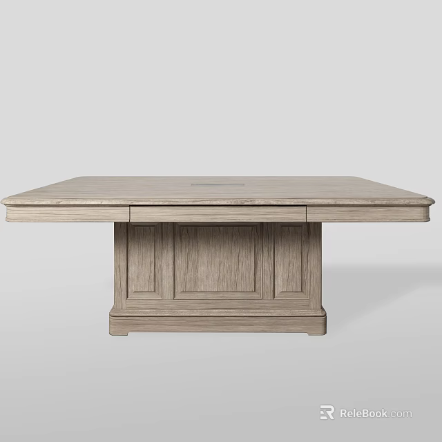 Light Wood Office Desk With Simple Design Drawer And Panel Details 3d model 