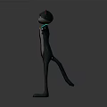 3D Cat Character Gray Body White Belly Red Ears Blue Collar Standing With Arms Outstretched