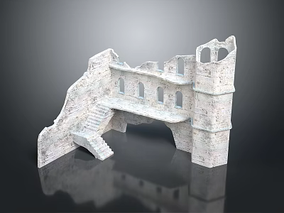 Modern Decorative Stone Ruins Model With Stairs Arches And Tower 3d model