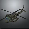 Military Olive Green Helicopter with Rotors Cockpit and Fuselage Details