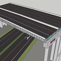 Modern Elevated Road Infrastructure with Traffic Lanes Support Columns and Vehicles 3d model