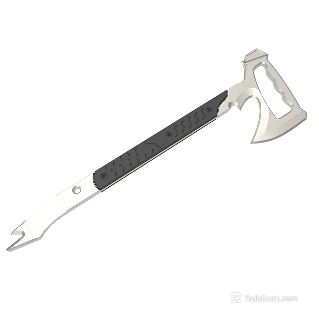 Multi functional Hand Tool With Metal Axe Head Black Textured Handle And Saw Edge 3d model 
