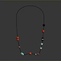 Colorful Beaded Necklace With Black String And Assorted Colored Beads In Red Blue Gray White