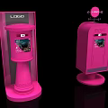 Pink Public Post Boxes With Transparent Window Logo And Arrow Indicators 3d model