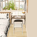 Cozy Bedroom Decorative Items Set On Wooden Desk With Lamp Books And Plants