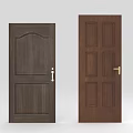 Wooden Hinged Doors With Arched Top And Square Panel Designs And Metal Handles