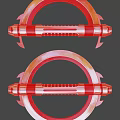Futuristic Pair of Ring Shaped Weapons with Silver and Black Design Red Accents