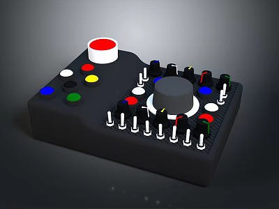 Modern Household Control Panel With Colorful Buttons Multiple Knobs And Black Body 3d model