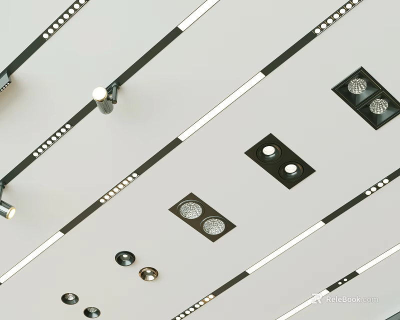 Modern Ceiling Downlights And Spotlights With Sleek Design And Multiple Installation Options 3d model