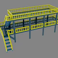 Industrial Multi Level Platform Equipment With Yellow Railings And Steel Support Structure