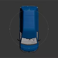 Volkswagen Blue Cargo Van on Dark Background with Reflective Surface