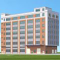 Multi Story Modern Industrial Factory Building With Red Brick Exterior White Accents And Large Windows