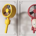 Colorful Air Cooling Fans With Handheld Cartoon Designs And Tabletop Metal Wood Frames
