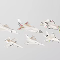 Multiple Fighter Jet Scale Models Showcasing Various Designs And Detailed Features 3d model