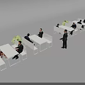 Modern White Table Chair Sets In Office Meeting Area With Sleek Design And Green Plants