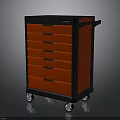 Multiple Red Drawers Tool Cart With Black Frame And Mobile Storage Wheels 3d model