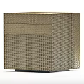 Modern Gold Textured Bedside Table With Woven Pattern Design And Sleek Base 3d model