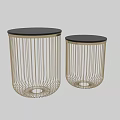 Modern Metal Frame Round Top Dining Tables Three Piece Contemporary Design
