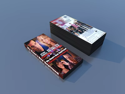 Stacked Lifestyle Magazines With Person Photos And Text On Covers 3d model