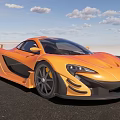 Modern Orange McLaren Sports Car With Black Wheels Parked Near Tree