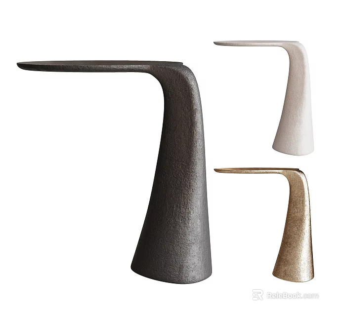 Modern Minimalist Side Tables in Dark Gray White and Gold for Stylish Home Decor 3d model 